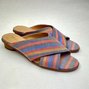 Madewell The Ruthie Crisscross Low Heel Mule in Rainbow Stripe Rainbowcore Sz 7